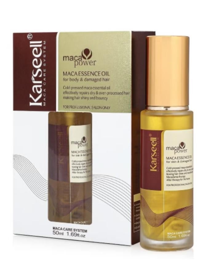 Karseell Maca Essence Oil For Body , Damaged Hair for Hair Healing Cold Pressed Weightless Argan Oil Hair Serum for Dry Damaged Hair 50ml - Image 1