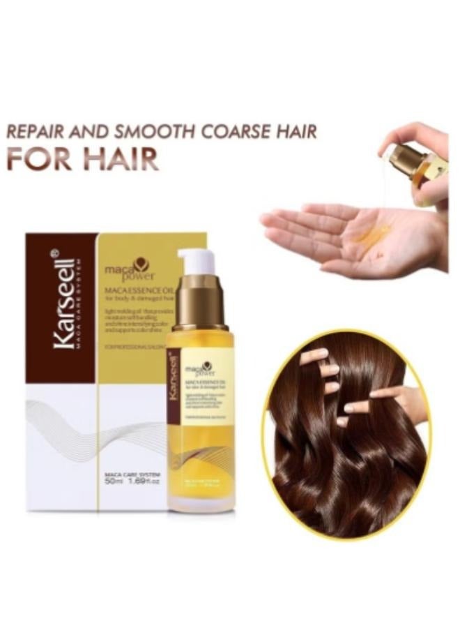 Karseell Maca Essence Oil For Body , Damaged Hair for Hair Healing Cold Pressed Weightless Argan Oil Hair Serum for Dry Damaged Hair 50ml - Image 2