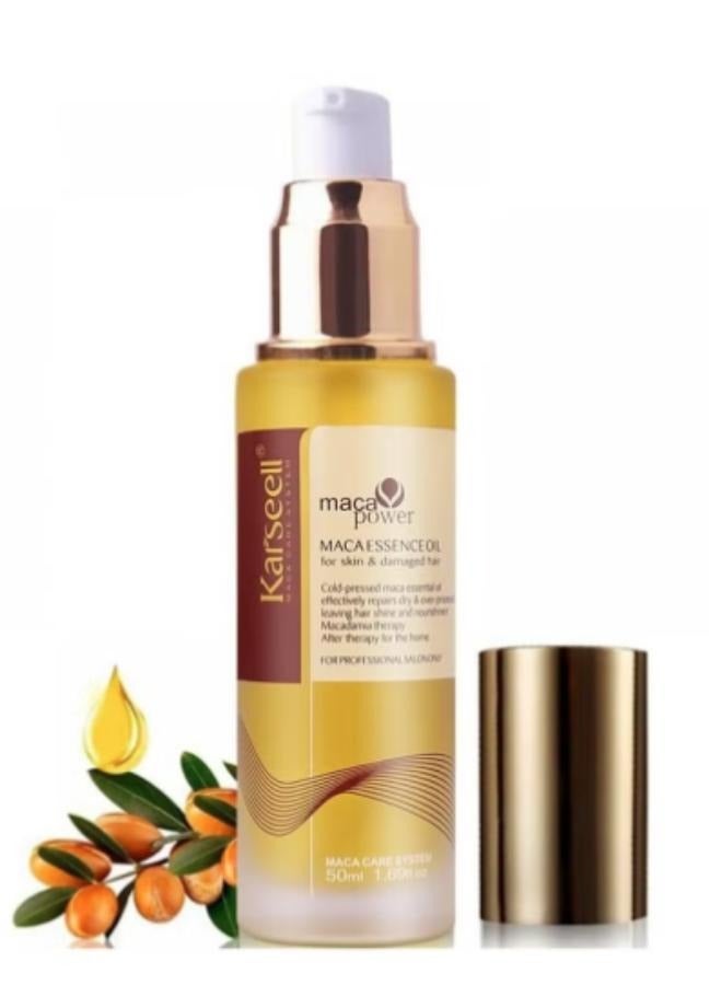 Karseell Maca Essence Oil For Body , Damaged Hair for Hair Healing Cold Pressed Weightless Argan Oil Hair Serum for Dry Damaged Hair 50ml - Image 3