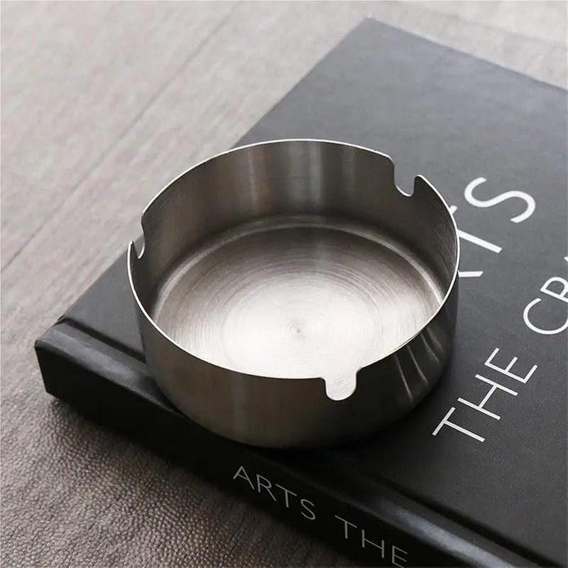 Gold Stainless Steel Ashtray 24pcs Fall Resistant Round Smoke Holder Cigarette Accessories - Image 4