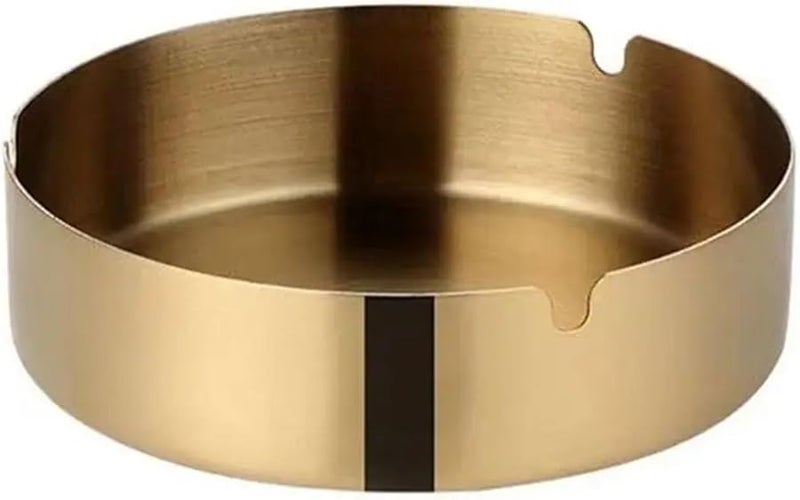 Gold Stainless Steel Ashtray 24pcs Fall Resistant Round Smoke Holder Cigarette Accessories - Image 1