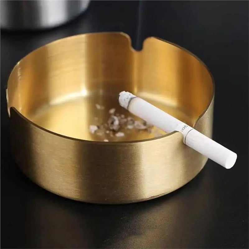 Gold Stainless Steel Ashtray 24pcs Fall Resistant Round Smoke Holder Cigarette Accessories - Image 5