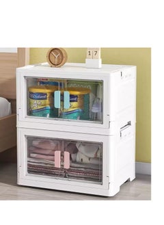 Womdee 2 Pcs Foldable Storage Box, Extra large Dual Opening Storage Organizer, 52L Stackable Bins with Lids and Wheels for Clothes, Snacks, Toys & Books, Collapsible Container for Home Office Outdoor Car  - Image 1