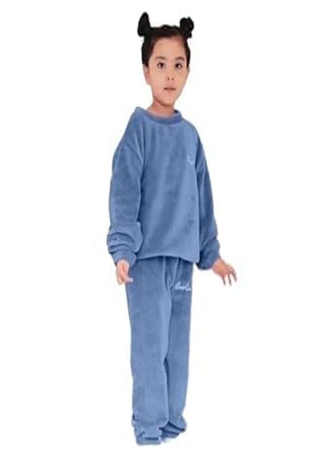 SHAPERX® Unisex Kids 2-Piece Pajama Set (Cotton Top & Fleece Bottom) Pack of 1 (SKY BLUE, L) - Image 1