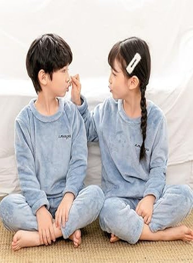 SHAPERX® Unisex Kids 2-Piece Pajama Set (Cotton Top & Fleece Bottom) Pack of 1 (SKY BLUE, L) - Image 5