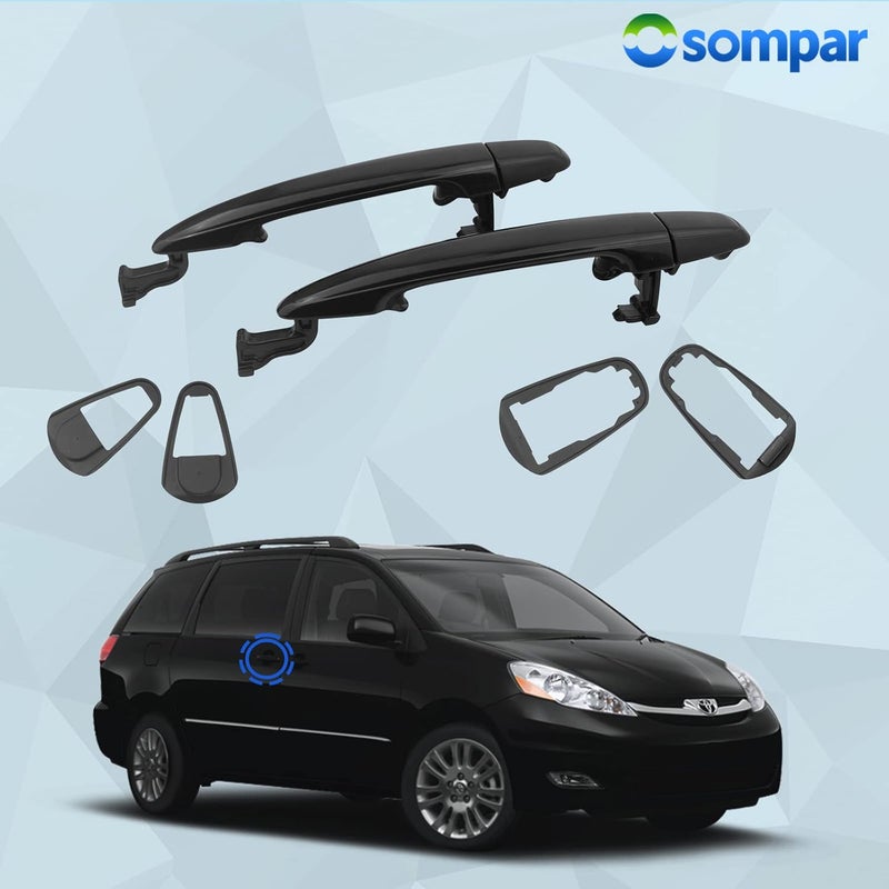 Osompar Exterior Door Handle Rear Sliding Driver & Passenger Side for Toyota Sienna 2004-2010 (2pcs, Black) - Image 3