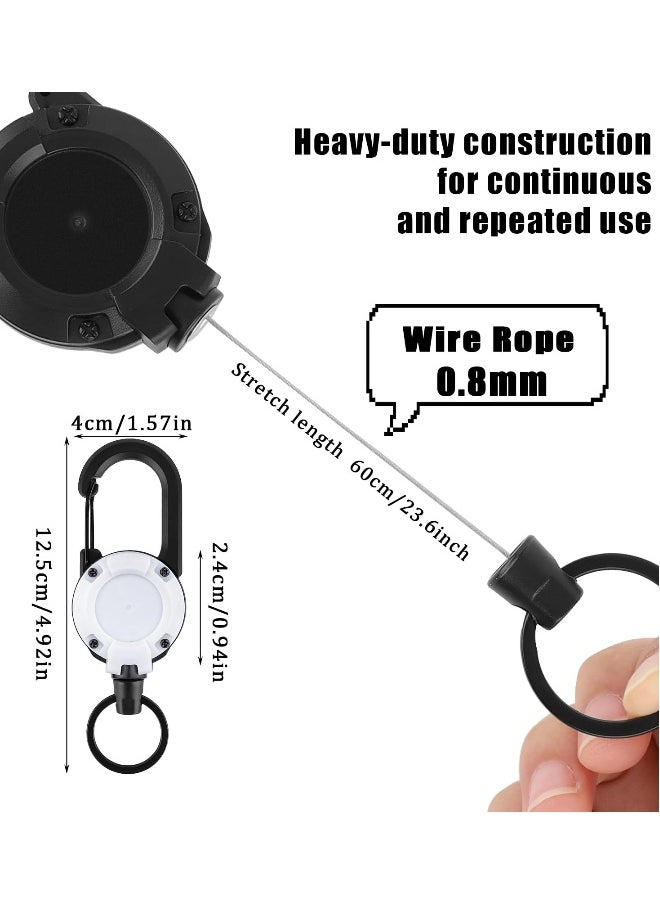 Generic - 2 Pack Heavy Duty Tactical Keychain with Retractable Wire Rope and Carabiner for Outdoor Activities like Camping Fishing and Hunting Available in Black and White - Image 1