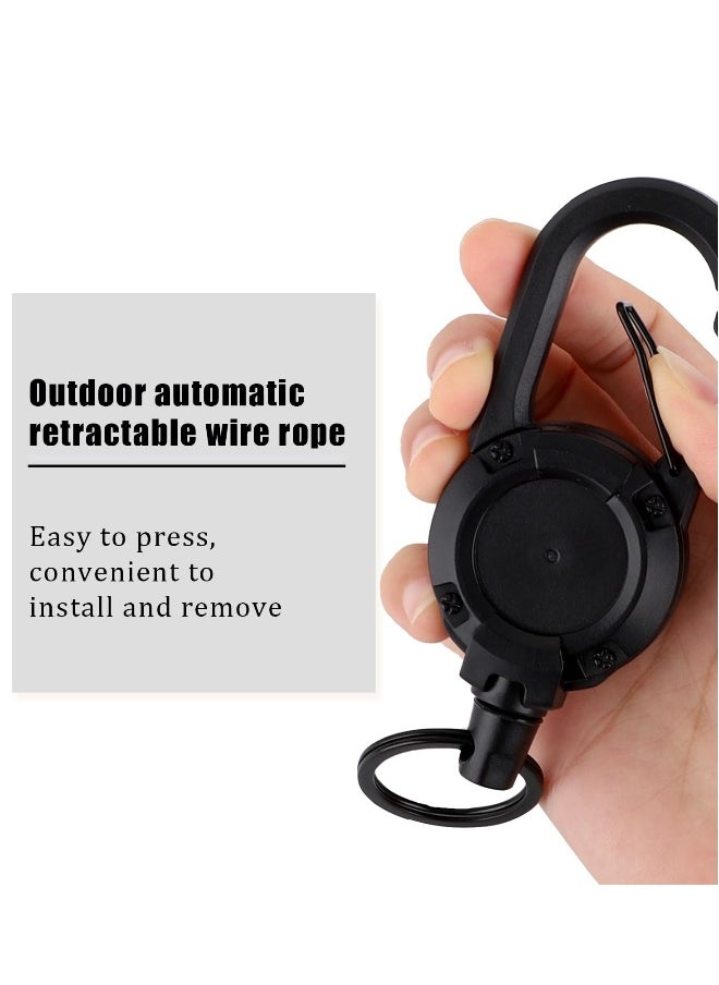 Generic - 2 Pack Heavy Duty Tactical Keychain with Retractable Wire Rope and Carabiner for Outdoor Activities like Camping Fishing and Hunting Available in Black and White - Image 1