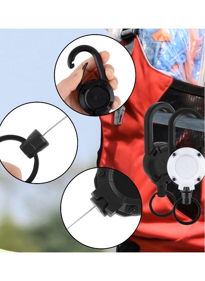 Generic - 2 Pack Heavy Duty Tactical Keychain with Retractable Wire Rope and Carabiner for Outdoor Activities like Camping Fishing and Hunting Available in Black and White - Image 1