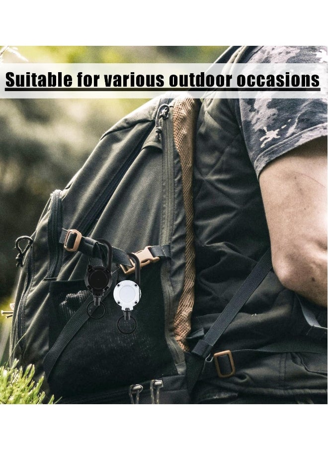 Generic - 2 Pack Heavy Duty Tactical Keychain with Retractable Wire Rope and Carabiner for Outdoor Activities like Camping Fishing and Hunting Available in Black and White - Image 1