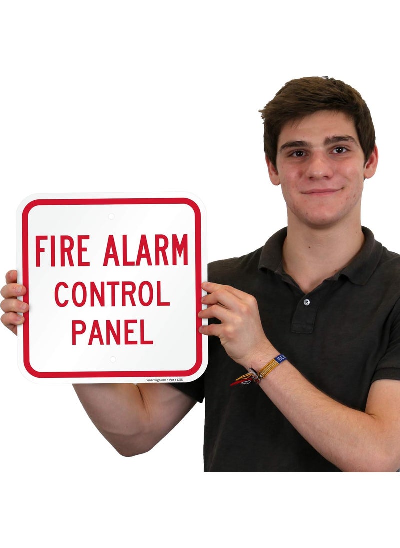 SmartSign SmartSign  K5834AL12x12 Fire Alarm Control Panel Sign  12 x 12 Aluminum Red on White  - Image 2