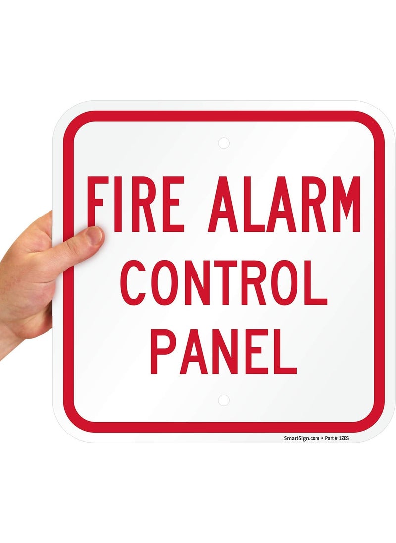 SmartSign SmartSign  K5834AL12x12 Fire Alarm Control Panel Sign  12 x 12 Aluminum Red on White  - Image 1