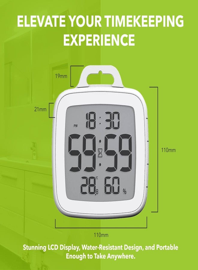 بالدر ساعة حمام رقمية من BALDR مزودة بمؤقت - ساعة استحمام مقاومة للماء مع عرض الوقت ودرجة الحرارة - مؤقت استحمام رقمي للأطفال والكبار - Image 4