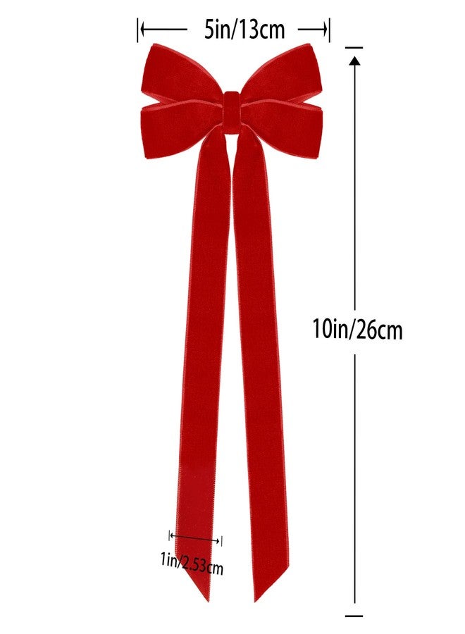 Hongsome 12Pcs Red Velvet Ribbon Bows Christmas Tree Decorations,5in x 10in Xmas Ornaments for Tree Home Party Front Door Wreath Holiday Decor - Image 2