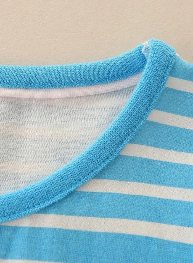 يونيكي Blue Printed Long Sleeve Crew Neck T-Shirt