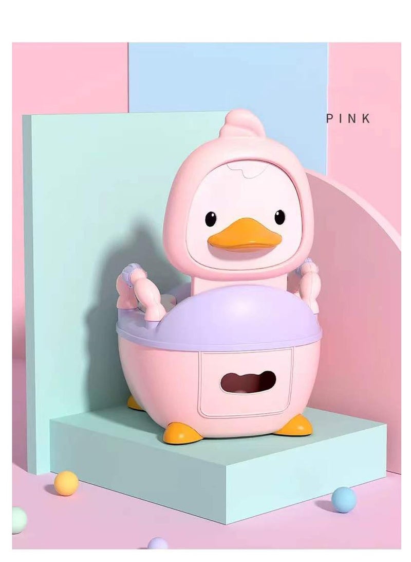 BABY PLUS Baby Toilet Training Seat with Handles Toddler Potty Chair with High Back Support and Removable Pot Lid - Image 1