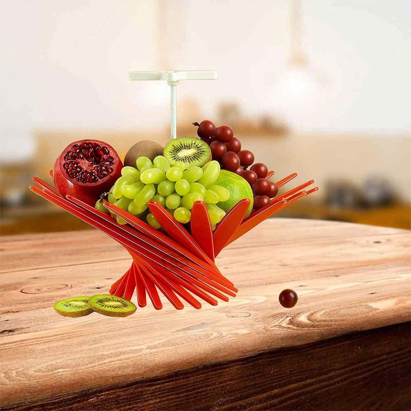 Lucc1n MultiPurpose Twisted Unique Style Foldable Fruit Vegetable Abs Storage Net Bowl Dining Table Kitchen Wash Reusable Decorative Perfect Basket Holder Stand Multicolor - Image 3