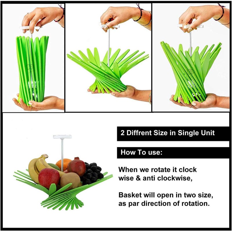 Lucc1n MultiPurpose Twisted Unique Style Foldable Fruit Vegetable Abs Storage Net Bowl Dining Table Kitchen Wash Reusable Decorative Perfect Basket Holder Stand Multicolor - Image 2