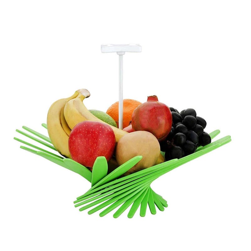 Lucc1n MultiPurpose Twisted Unique Style Foldable Fruit Vegetable Abs Storage Net Bowl Dining Table Kitchen Wash Reusable Decorative Perfect Basket Holder Stand Multicolor - Image 1