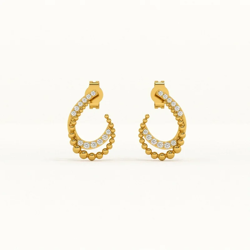 Palmonas PALMONAS Almond Stones Stud Earrings for Women | 18K Gold Plated, Waterproof & Anti-Tarnish