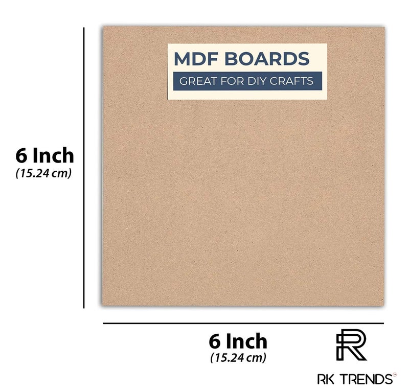 RK Trends 3.4 mm Thick MDF Boards for DIY Art & Crafts,Wood MDF Sheets for Craft Work, Painting, Resin Art, Fluid Art, Decoupage, Mandala Art, Pyrography. (6 Inch X 6 Inch) - Image 2