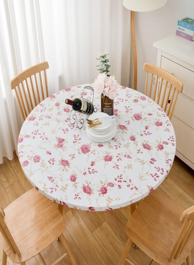 Pioggia مفرش طاولة دائري من الفينيل مع بطانة من الفلانيل، غطاء بلاستيكي مقاوم للماء والزيوت - يناسب الطاولات التي يصل قطرها إلى 40-44 بوصة - Image 2