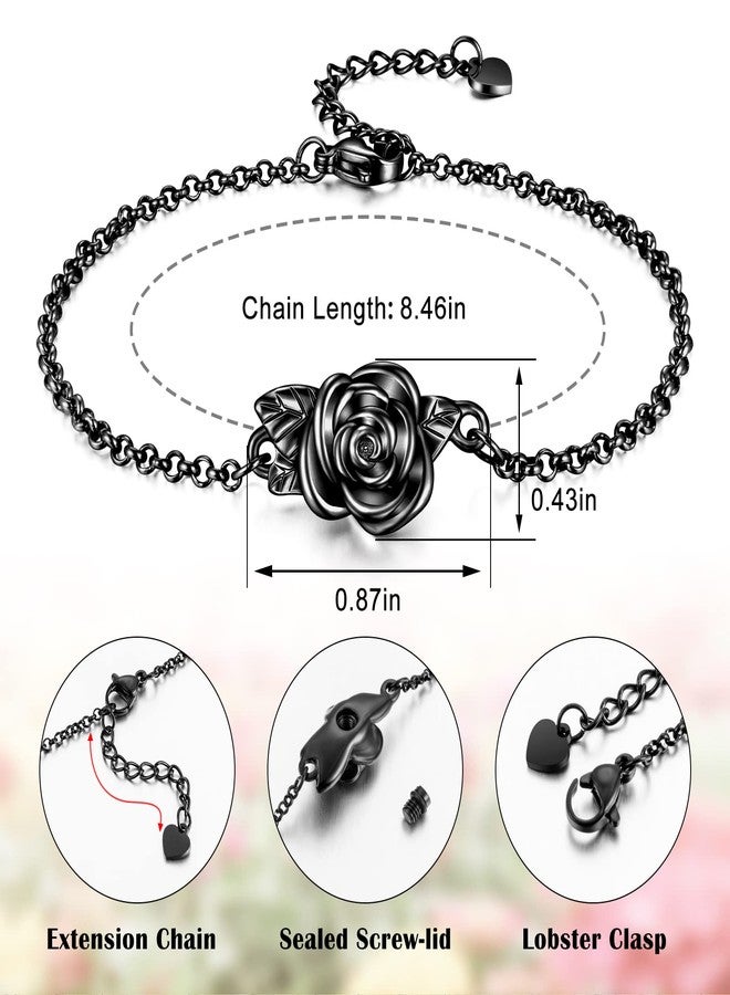 XIUDA Urn Bracelet for Ashes Rose Cremation Bracelet Ashes Holder Bangle Link Chain Ashes Bracelet for Women - Image 2
