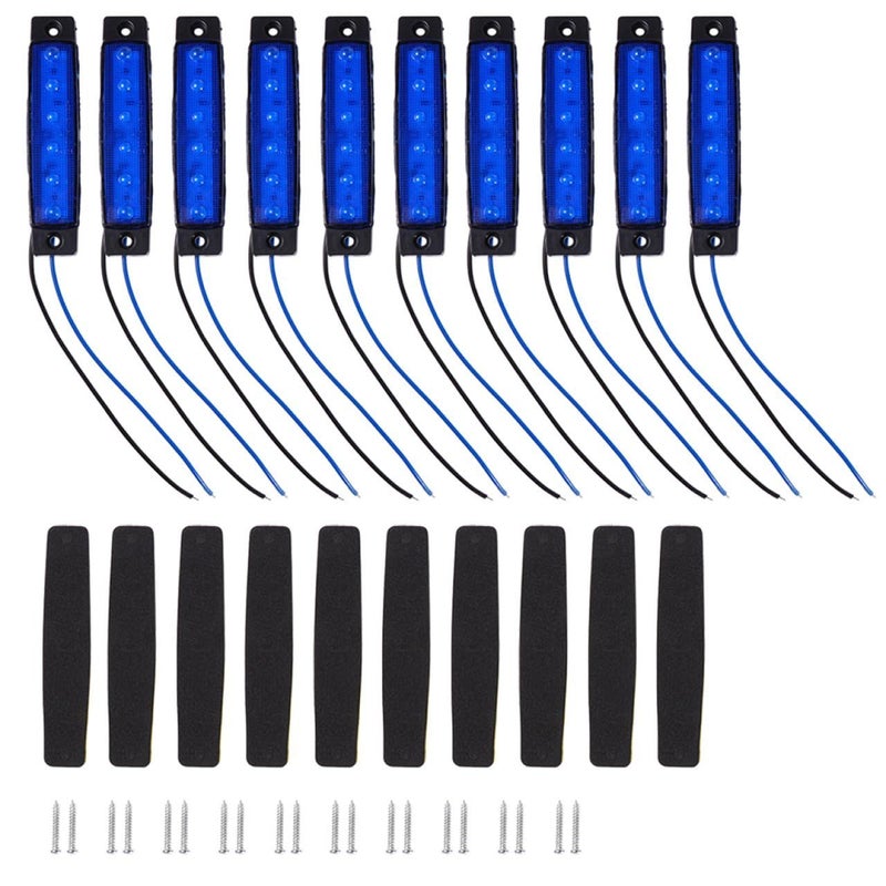 12Pcs Blue LED Side Marker Lights For Trucks Trailers Buses Easy To Install - Image 2