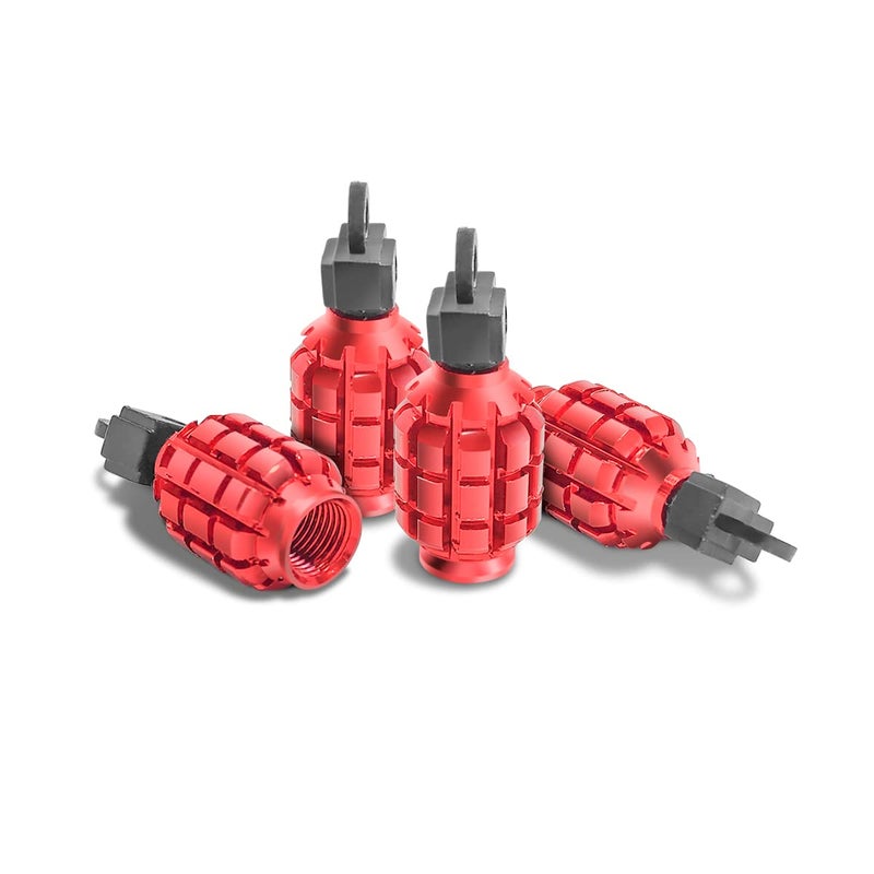 YALOK 4 PCS Car Tire Valve Stem CapCover Airtight AntiRust Valve Stem Caps Universal for Most Cars Vehicles Bicycles Motorcycles and More Cool Car Accessories for Men Women Red1 - Image 2