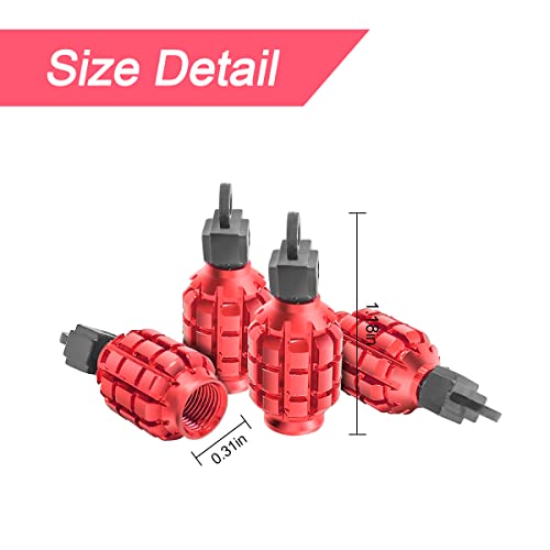 YALOK 4 PCS Car Tire Valve Stem CapCover Airtight AntiRust Valve Stem Caps Universal for Most Cars Vehicles Bicycles Motorcycles and More Cool Car Accessories for Men Women Red1 - Image 3
