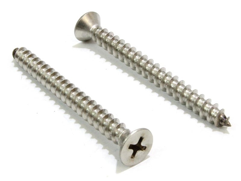 Bolt Dropper Stainless Steel Flat Head Phillips Screws - Pack of 100#6 x 1-Inch Wood Screws by - Durable and Rust-Resistant for Wood, Decking, and DIY Projects - Image 1