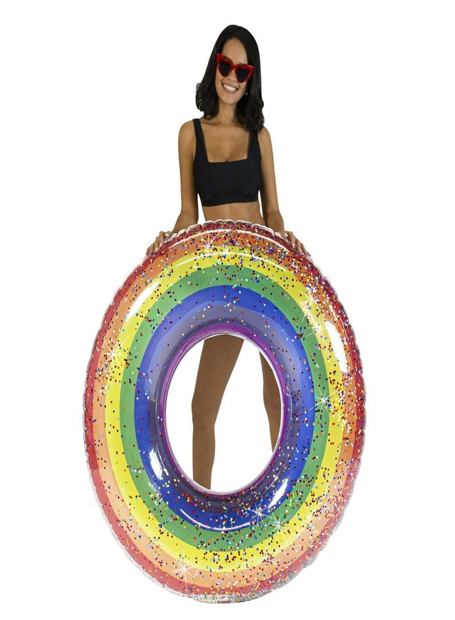 PoolCandy Classic Rainbow Jumbo 48" Glitter Pool Tube - Image 1