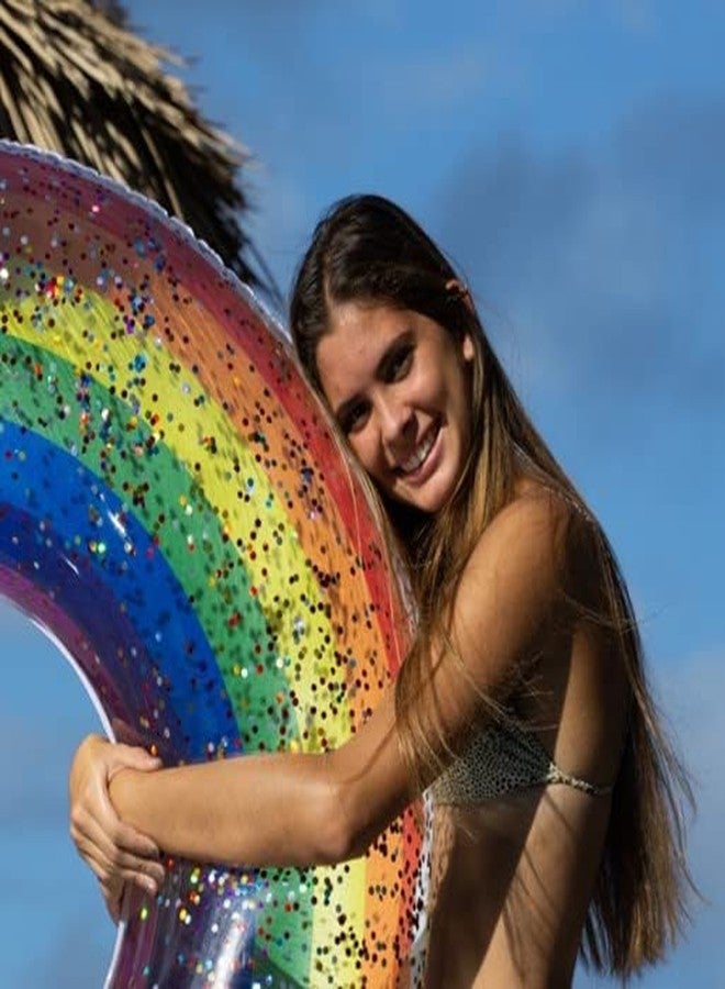 PoolCandy Classic Rainbow Jumbo 48" Glitter Pool Tube - Image 4