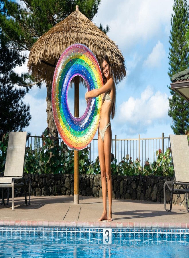 PoolCandy Classic Rainbow Jumbo 48" Glitter Pool Tube - Image 5