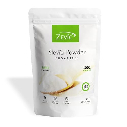 Zevic Stevia Sugar Free Powder | Zero Calories Stevia Powder | Vegan & Keto | 100% Natural Sweetener | Sugar Substitute Natural, Diabetic Friendly (1 tsp is Equivalent to 1 tsp of Sugar) - 400g - Image 1