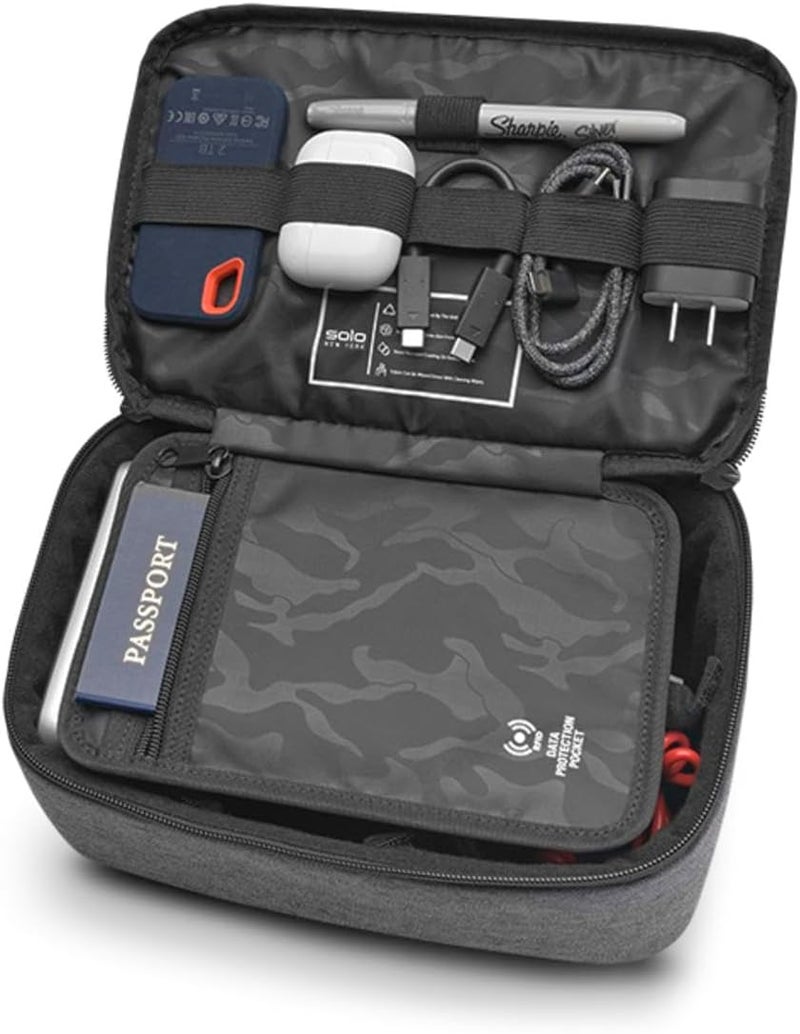 Solo Solo New York Bridge RFID Tech Case Gray 6 x 9 x 4 Made from Recycled Materials  - Image 4