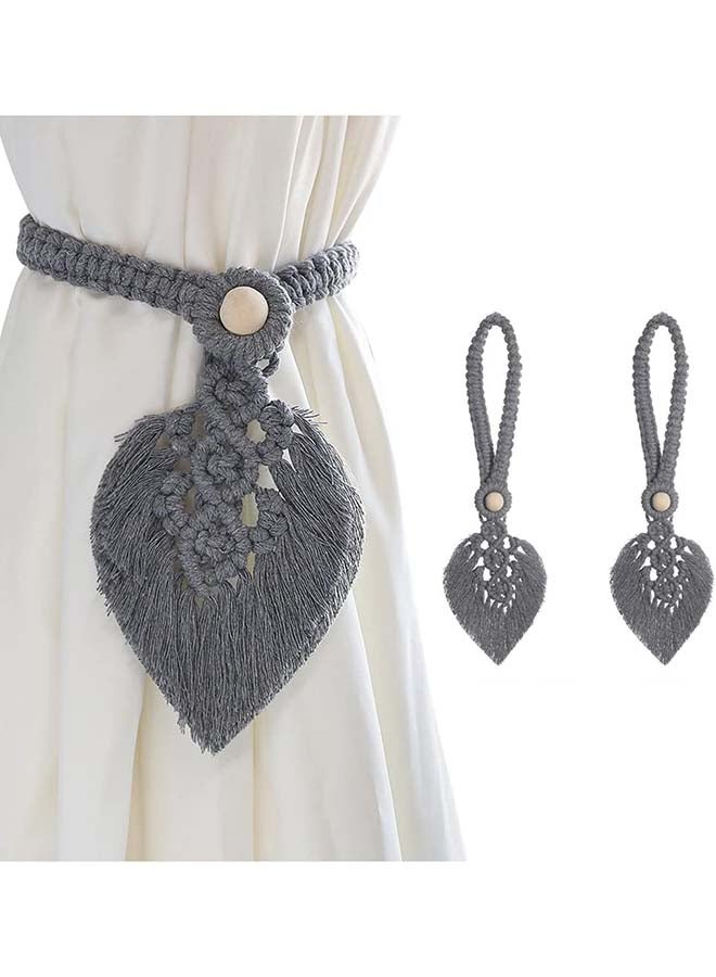 انتيكيانو اربطة ستائر مكرامية من قطعتين بلون كريمي بوهيمي لديكور المنزل Artisanal - Image 1