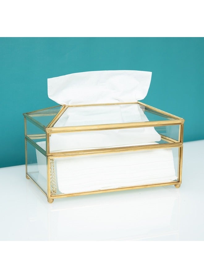 Rectangular Clear Glass Paper Tissue Box, Tissue Box - Rectangular Napkin Holder, Decorative Glass Napkin Storage Box, Facial Tissue Holder for Dresser - Image 4