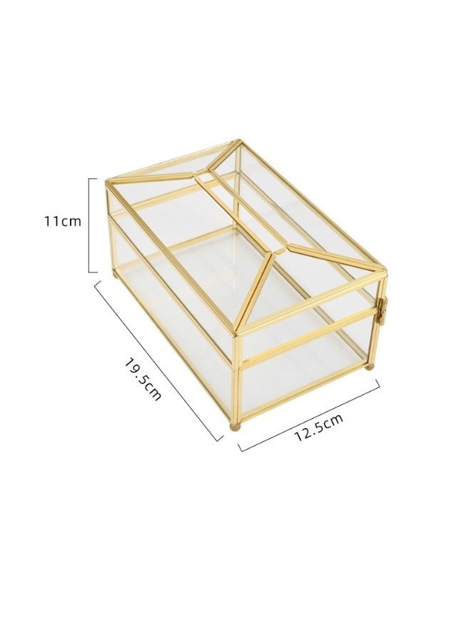 Rectangular Clear Glass Paper Tissue Box, Tissue Box - Rectangular Napkin Holder, Decorative Glass Napkin Storage Box, Facial Tissue Holder for Dresser - Image 2