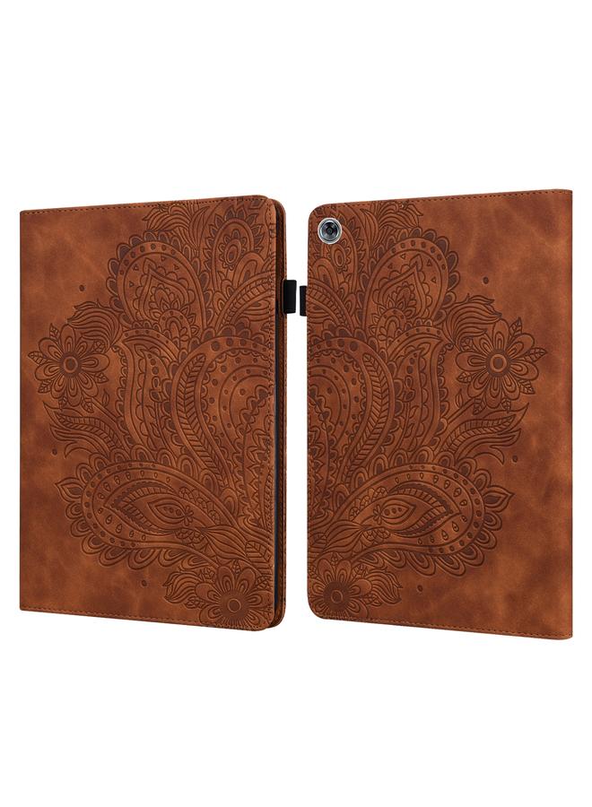 Zaboon Case For Huawei MediaPad M5 lite 10.1 Peacock Embossed Pattern TPU + PU Horizontal Flip Leather Case with Holder & Card Slots & Wallet & Sleep / Wake-up Function  - Image 1