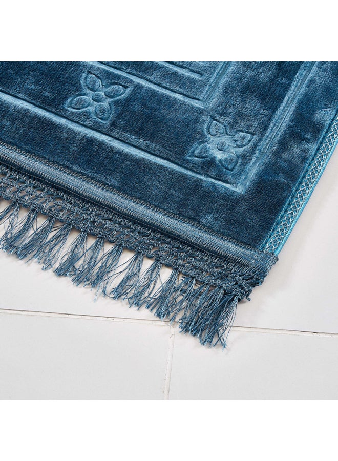 Raschel Embossed Prayer Mat Blue 80x120cm - Image 2