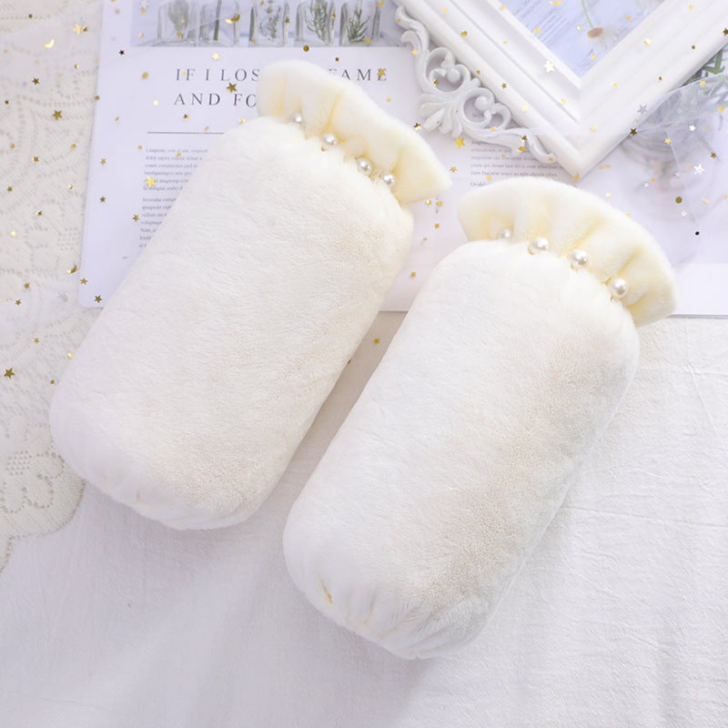 Thickened Pearl Fleece Winter Sleeve Covers for Women White 