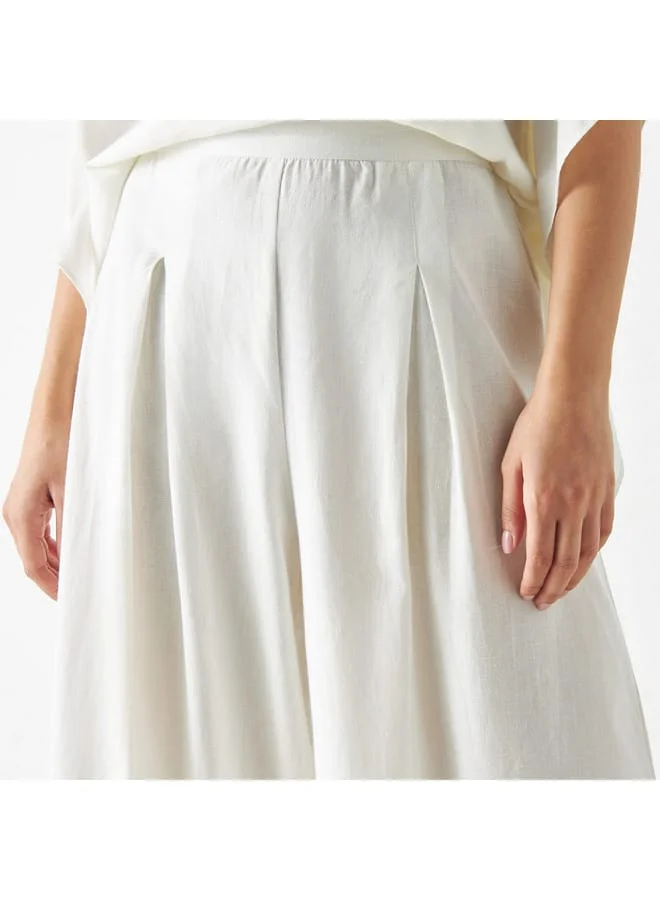 Iconic Iconic Embellished Wide Leg Pants with Semi-Elasticated Waistband