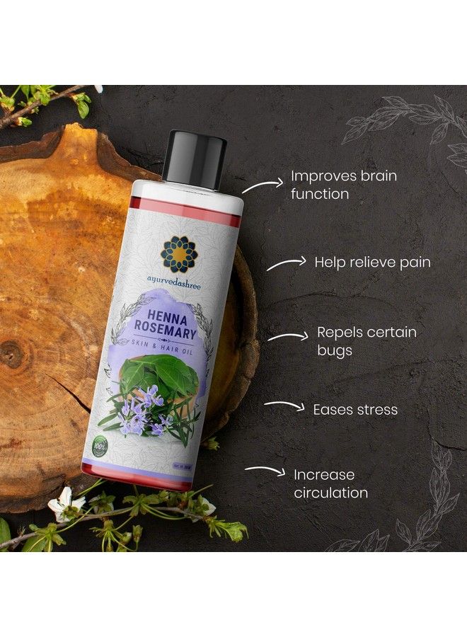 AYURVEDASHREE زيت شعر الحناء وإكليل الجبل 200 مل 6.76 أونصة سائلة مع زيت النيم وزيت الشيكاكاي وزيت البهرينجراج وزيت الأملا وزيت البراهمي وزيت السمسم وزيت الزيتون وزيت عباد الشمس - Image 3