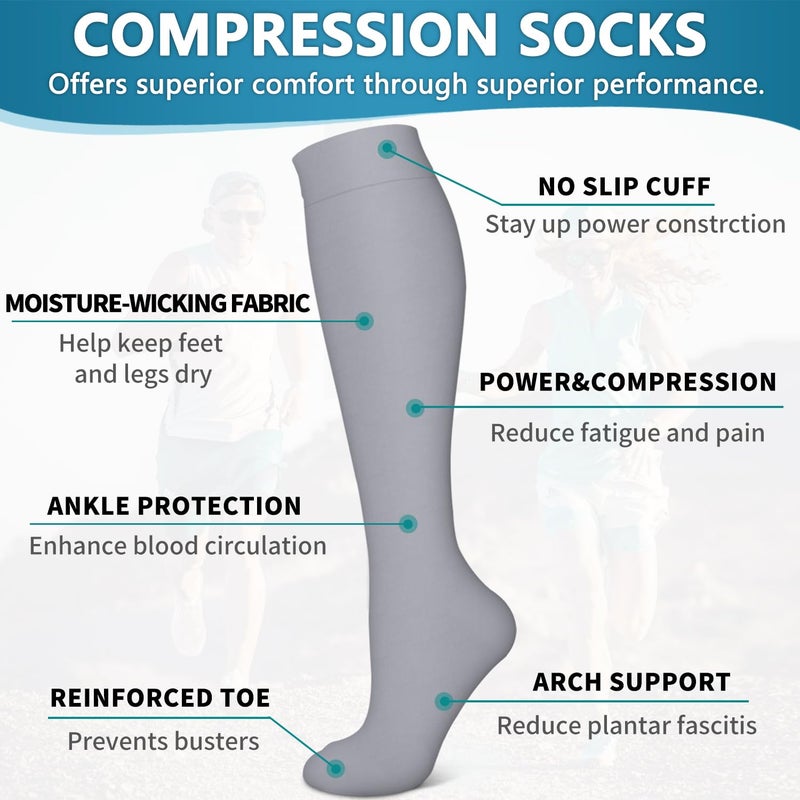 Bluemaple 6 Pack Copper Compression Socks for Women and Men Circulation-Best Support for Medical,Running,Nursing,Athletic - Image 5