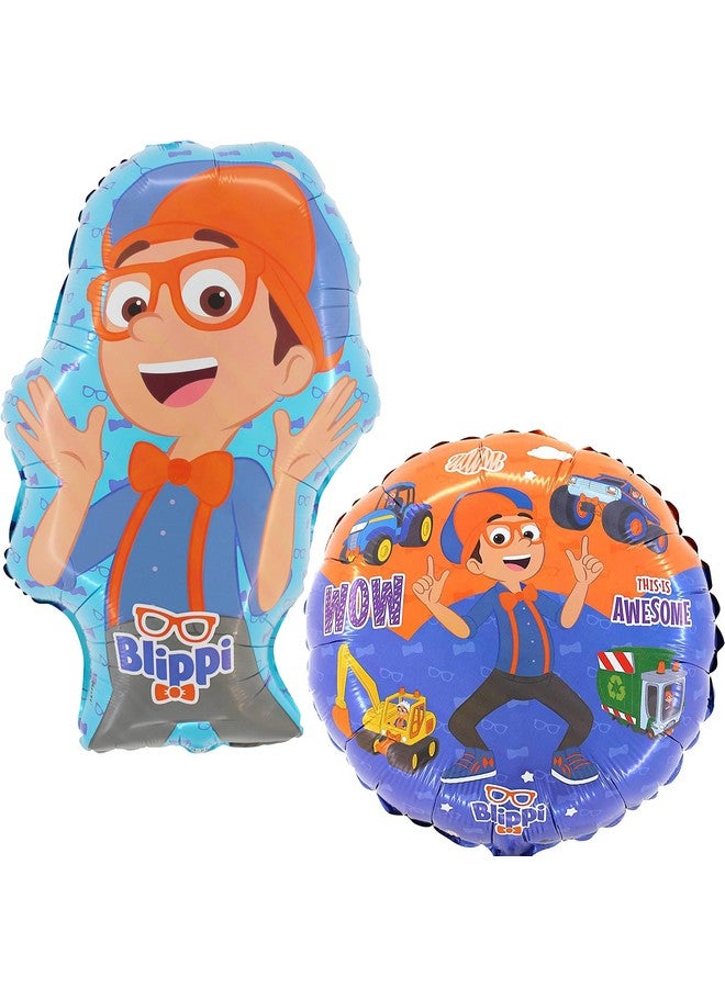 Toyland® 2 Pack Blippi Balloons - 18" Round Characters Balloon & Large 29" Blippi Shaped Balloon - Children's Party Decorations