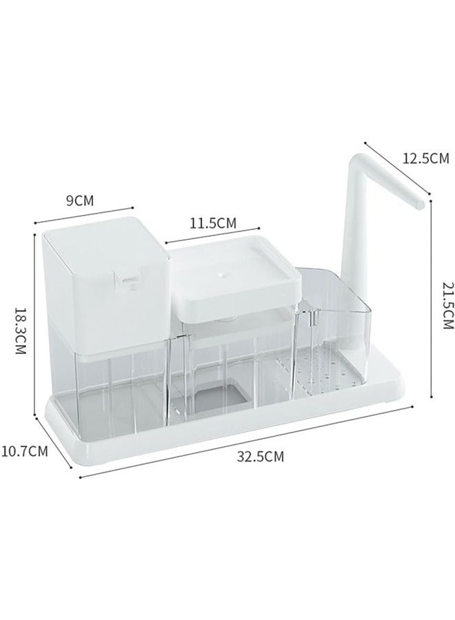 JCB CHIC Kitchen Soap Dispenser Set, Soap Dispenser for Kitchen Sink, Dish Soap Dispenser with Sponge Holder, Rag Holder and Tray, 4-in-1 Organizer for Kitchen Sink Countertop, Useful Kitchen Gadgets - Image 2