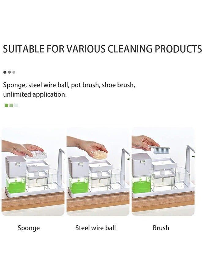 JCB CHIC Kitchen Soap Dispenser Set, Soap Dispenser for Kitchen Sink, Dish Soap Dispenser with Sponge Holder, Rag Holder and Tray, 4-in-1 Organizer for Kitchen Sink Countertop, Useful Kitchen Gadgets - Image 4