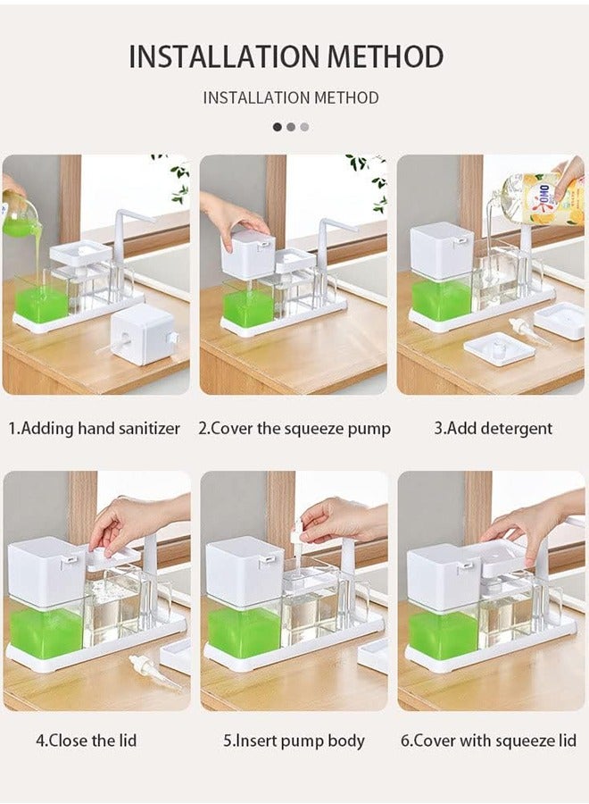 JCB CHIC Kitchen Soap Dispenser Set, Soap Dispenser for Kitchen Sink, Dish Soap Dispenser with Sponge Holder, Rag Holder and Tray, 4-in-1 Organizer for Kitchen Sink Countertop, Useful Kitchen Gadgets - Image 5