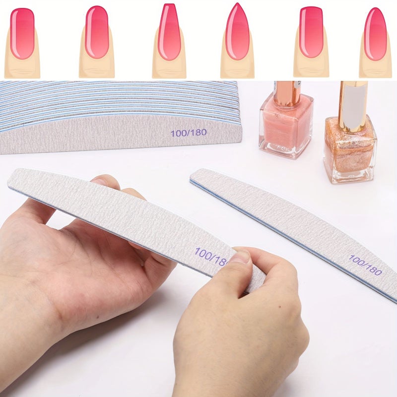15pcs Professional Nail Files And Buffers 100 180 Grit Double Sided Emery Boards - Image 3